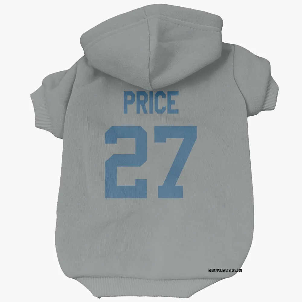 Indianapolis Colts D'vonte Price Gray Pet Hoodie for Dog & Cat