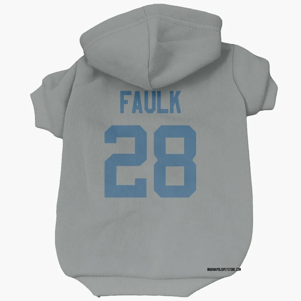 Indianapolis Colts Marshall Faulk Gray Pet Hoodie for Dog & Cat
