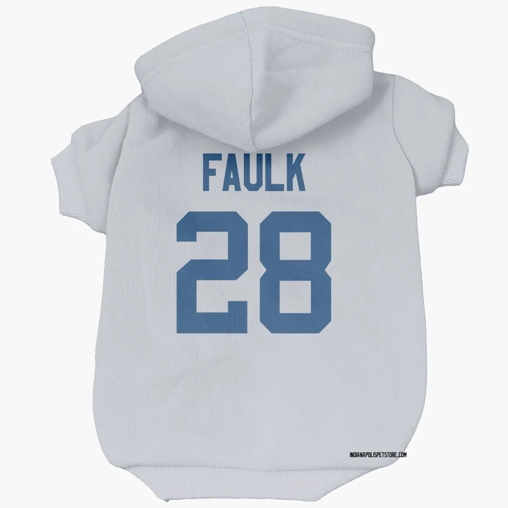 Indianapolis Colts Marshall Faulk White Pet Hoodie for Dog & Cat